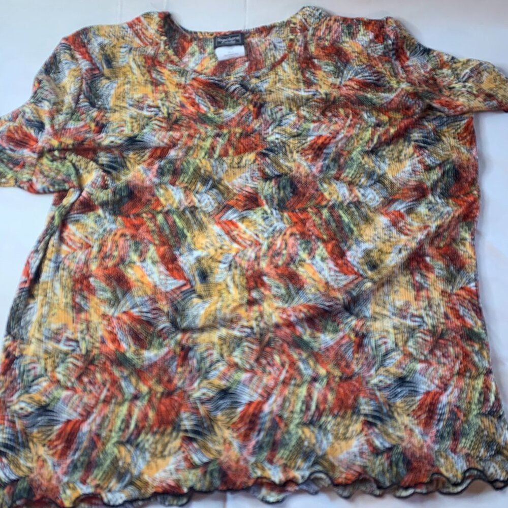 Southern Lady 3X blouse Orange, Black, and white